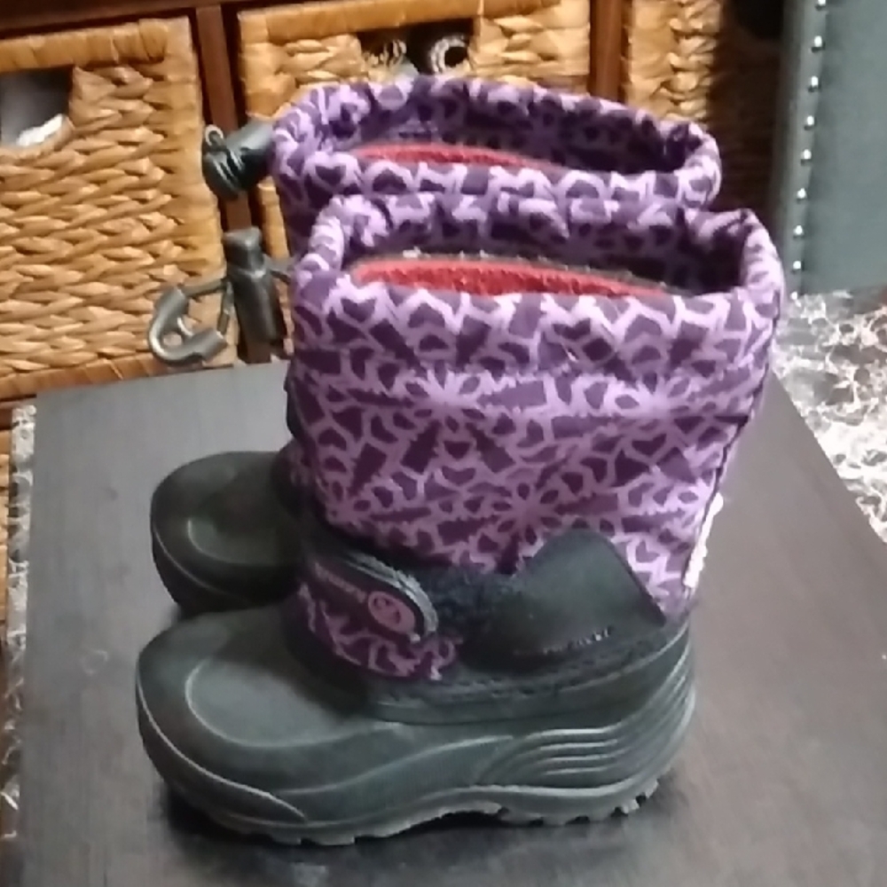 Kamik Purple and Black Kids Snow Boots Size 8